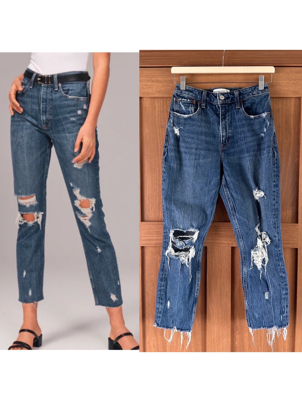 Abercrombie & Fitch High Rise Mom Denim Jeans Distressed Women’s size 26/2 R